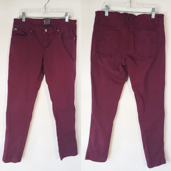 Purple Pink Burgundy Tripp NYC Jeans w T Back Pockets and Criss Cross Details - Picture 4 of 13